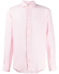 rosa Leinen Langarmhemd von Hackett