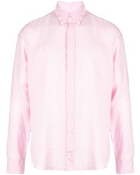 rosa Leinen Langarmhemd von Hackett