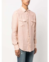 rosa Leinen Langarmhemd von Jacob Cohen