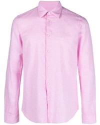 rosa Leinen Langarmhemd von Manuel Ritz
