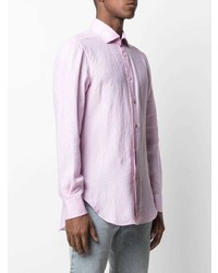 rosa Leinen Langarmhemd von Kiton