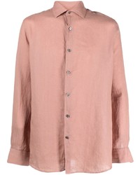 rosa Leinen Langarmhemd von Zegna