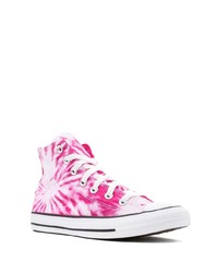 rosa Mit Batikmuster hohe Sneakers von Converse