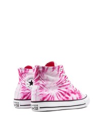 rosa Mit Batikmuster hohe Sneakers von Converse