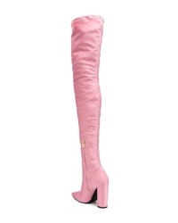 rosa Overknee Stiefel aus Leder von Gcds