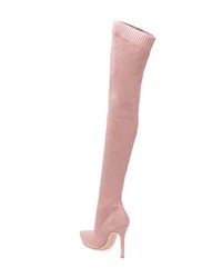 rosa Overknee Stiefel aus Leder von Gianvito Rossi