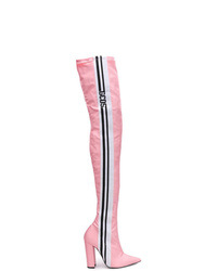rosa Overknee Stiefel aus Leder von Gcds