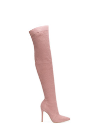 rosa Overknee Stiefel aus Leder von Gianvito Rossi