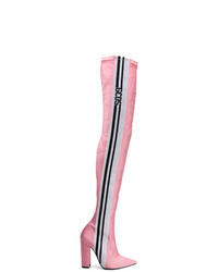 rosa Overknee Stiefel aus Satin