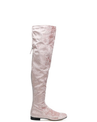rosa Overknee Stiefel aus Wildleder von Alberta Ferretti
