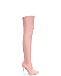 rosa Overknee Stiefel aus Wildleder von Casadei
