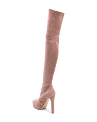 rosa Overknee Stiefel aus Wildleder von Casadei