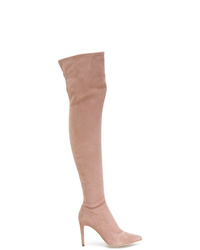 rosa Overknee Stiefel aus Wildleder von Sergio Rossi