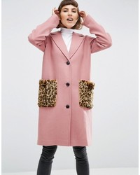 rosa Pelz mit Leopardenmuster