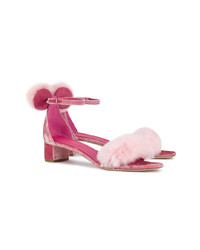 rosa Pelz Sandaletten von Oscar Tiye