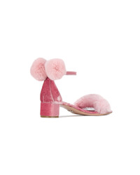 rosa Pelz Sandaletten von Oscar Tiye