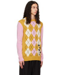 rosa Pullover mit einem Rundhalsausschnitt mit Argyle-Muster von Marni