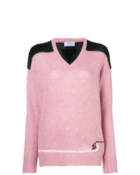 rosa Pullover mit einem V-Ausschnitt von Prada