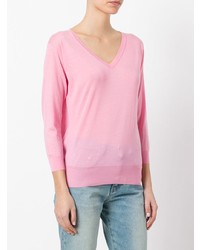 rosa Pullover mit einem V-Ausschnitt von Prada