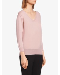 rosa Pullover mit einem V-Ausschnitt von Prada
