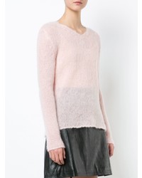 rosa Pullover mit einem V-Ausschnitt von Saint Laurent