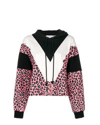 rosa Pullover mit einer Kapuze mit Leopardenmuster