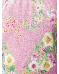 rosa Rollkragenpullover mit Blumenmuster von Blugirl