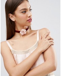 rosa Samt Halskette von Asos