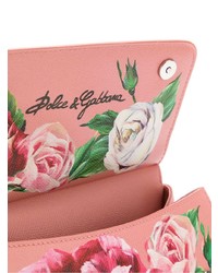 rosa Satchel-Tasche aus Leder mit Blumenmuster von Dolce & Gabbana