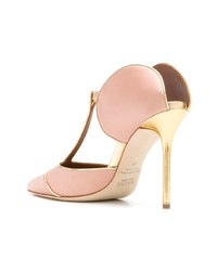 rosa Satin Pumps mit Ausschnitten von Malone Souliers