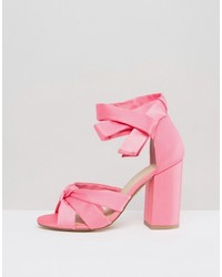 rosa Satin Sandaletten von New Look