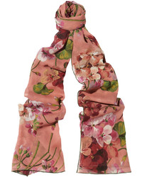 rosa Schal mit Blumenmuster von Gucci