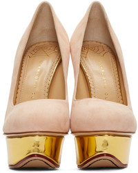 rosa Schuhe aus Wildleder von Charlotte Olympia