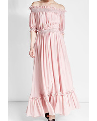 rosa schulterfreies Kleid aus Seide