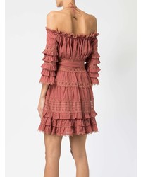 rosa schulterfreies Kleid mit Rüschen von Zimmermann