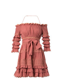 rosa schulterfreies Kleid mit Rüschen von Zimmermann