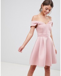 rosa schulterfreies Kleid von ASOS DESIGN