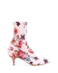 rosa Segeltuch Stiefeletten mit Blumenmuster