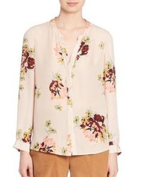 rosa Seide Bluse mit Blumenmuster