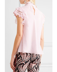 rosa Seide Bluse mit Rüschen von Giambattista Valli