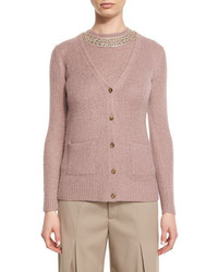 rosa Seide Strickjacke