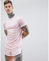 rosa Seide T-Shirt mit einem Rundhalsausschnitt