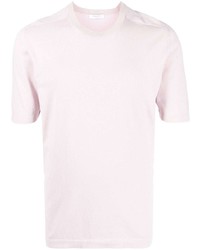 rosa Seide T-Shirt mit einem Rundhalsausschnitt von Boglioli