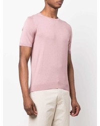 rosa Seide T-Shirt mit einem Rundhalsausschnitt von Tagliatore