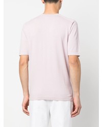 rosa Seide T-Shirt mit einem Rundhalsausschnitt von Boglioli