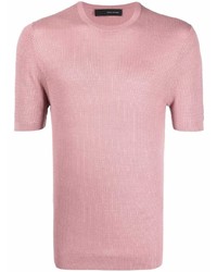 rosa Seide T-Shirt mit einem Rundhalsausschnitt von Tagliatore