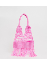 rosa Shopper Tasche aus Häkel von Glamorous