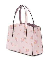 rosa Shopper Tasche aus Leder mit Blumenmuster von Coach
