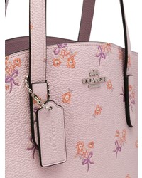 rosa Shopper Tasche aus Leder mit Blumenmuster von Coach