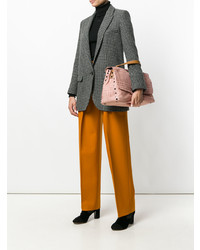 rosa Shopper Tasche aus Leder mit Hahnentritt-Muster von Zanellato